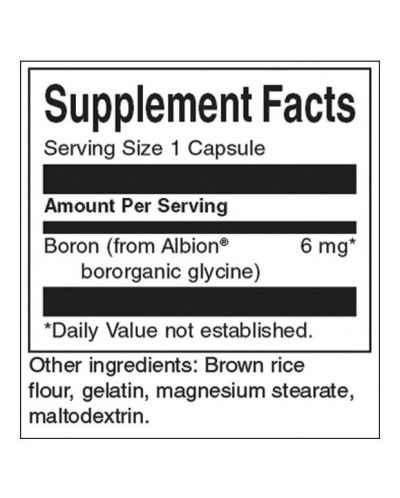 Boron Boroganic Glycine, 6 mg, 60 капсули, Swanson - 2