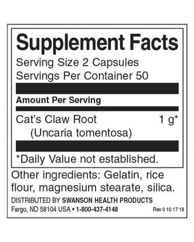 Cat's Claw, 500 mg, 100 капсули, Swanson - 2