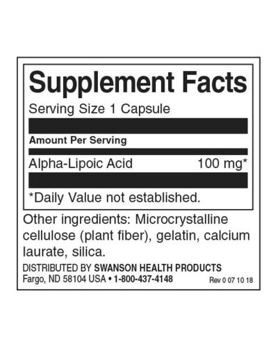 Alpha Lipoic Acid, 100 mg, 120 капсули, Swanson - 2