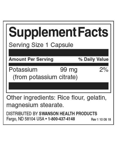 Potassium Citrate, 99 mg, 120 капсули, Swanson - 2