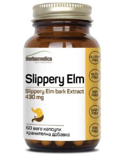 Slippery Elm, 430 mg, 60 капсули, Herbamedica - 1