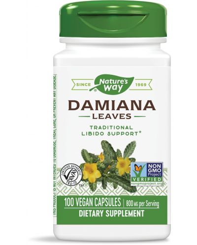 Damiana Leaves, 400 mg, 100 капсули, Nature's Way - 1