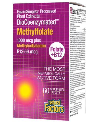 BioCoenzymated Methylfolate + В12, 60 таблетки, Natural Factors - 1
