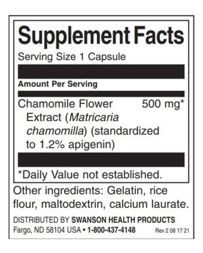 Chamomile Flower Extract, 500 mg, 60 капсули, Swanson - 2