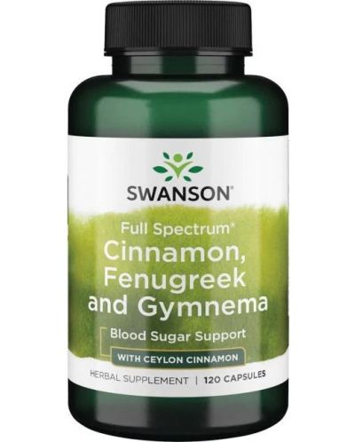 Cinnamon, Fenugreek and Gymnema, 120 капсули, Swanson - 1