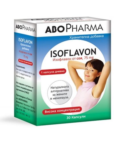 Isoflavon, 75 mg, 30 капсули, Abo Pharma - 1