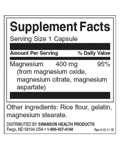 Triple Magnesium Complex, 400 mg, 100 капсули, Swanson - 2