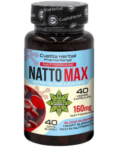 Natto Max, 160 mg, 40 капсули, Cvetita Herbal - 1