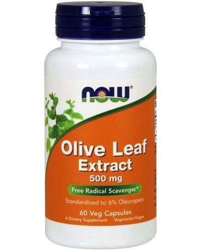 Olive Leaf Extract, 500 mg, 60 растителни капсули, Now - 1