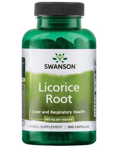 Licorice Root, 450 mg, 100 капсули, Swanson - 1