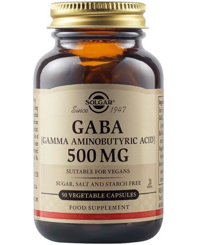 GABA, 500 mg, 50 растителни капсули, Solgar - 1
