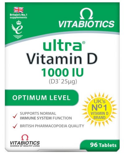 Ultra Vitamin D, 1000 IU, 96 таблетки, Vitabiotics - 1