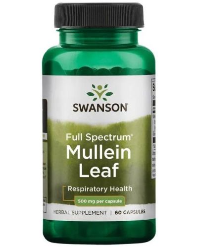 Full Spectrum Mullein Leaf, 500 mg, 60 капсули, Swanson - 1