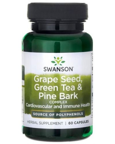 Grape Seed, Green Tea & Pine Bark, 60 капсули, Swanson - 1