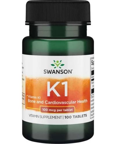 Vitamin K1, 100 mcg, 100 таблетки, Swanson - 1