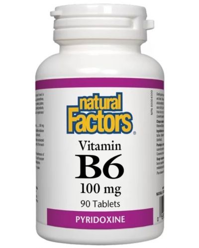 Vitamin B6, 100 mg, 90 таблетки, Natural Factors - 1