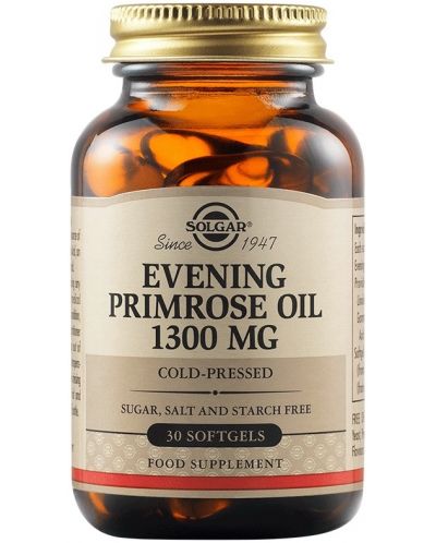 Evening Primrose Oil, 1300 mg, 30 меки капсули, Solgar - 1