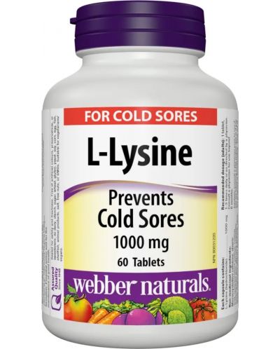 L-Lysine, 1000 mg, 60 таблетки, Webber Naturals - 1