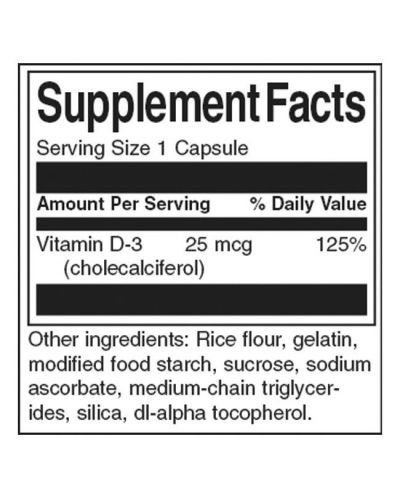 Vitamin D3, High Potency, 25 mcg, 30 капсули, Swanson - 2