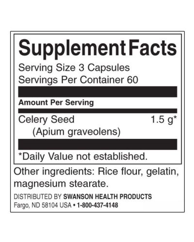 Celery Seed, 500 mg, 180 капсули, Swanson - 2