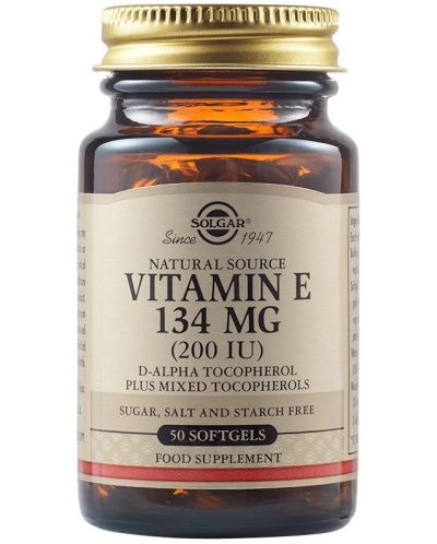 Vitamin Е, 200 IU, 50 меки капсули, Solgar - 1