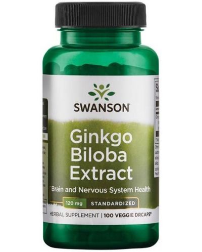 Ginkgo Biloba Extract, 120 mg, 100 капсули, Swanson - 1