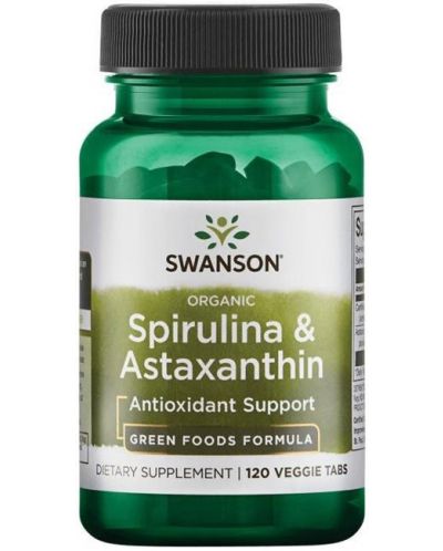 Organic Spirulina & Astaxanthin, 120 таблетки, Swanson - 1