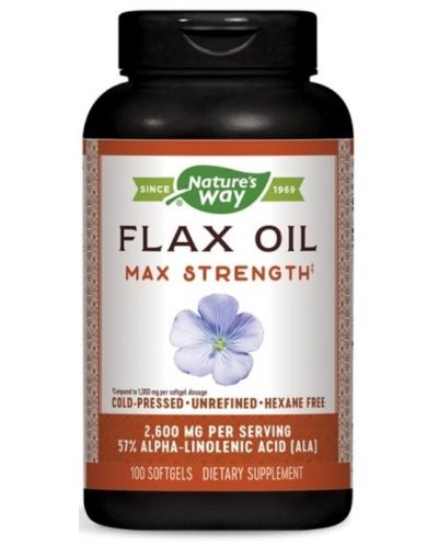 Flax Oil, 1300 mg, 100 софтгел капсули, Nature's Way - 1