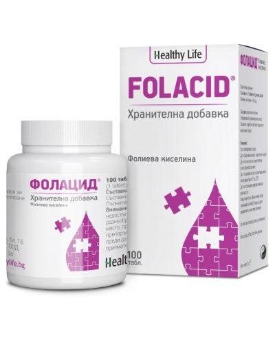 Folacid, 0.4 mg, 100 таблетки, Healthy Life - 1