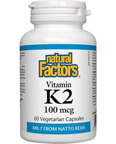 Vitamin К2, 100 mcg, 60 капсули, Natural Factors - 1