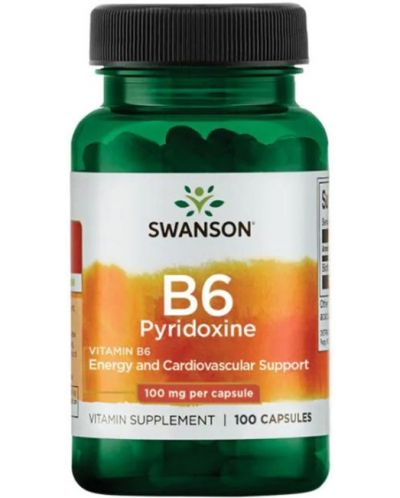 Vitamin B6 Pyridoxine, 100 mg, 100 капсули, Swanson - 1