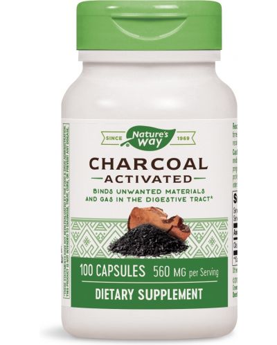 Charcoal Activated, 280 mg, 100 капсули, Nature's Way - 1