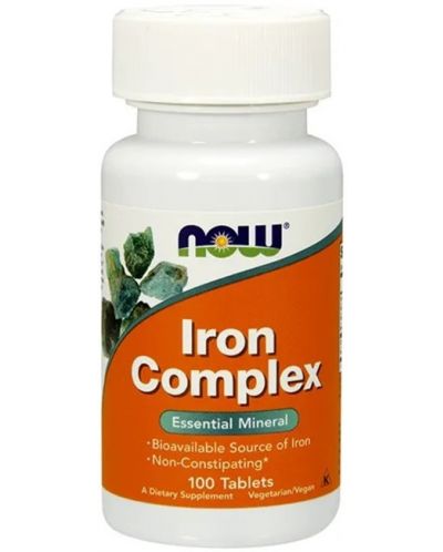 Iron Complex, 100 таблетки, Now - 1