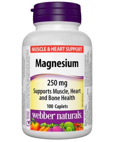 Magnesium, 250 mg, 100 каплети, Webber Naturals - 1