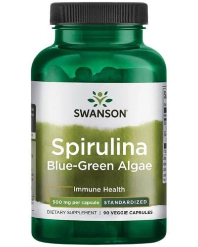 Spirulina Blue-Green Algae, 500 mg, 90 капсули, Swanson - 1