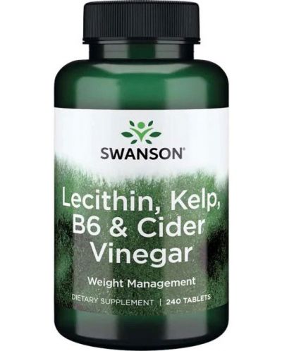 Lecithin, Kelp, B-6 & Cider Vinegar, 240 таблетки, Swanson - 1