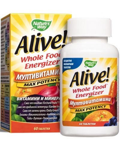 Alive Whole Food Energizer, 60 таблетки, Nature's Way - 1