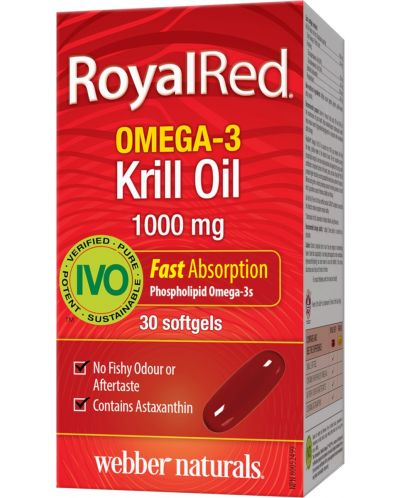 RoyalRed Omega-3 Krill Oil, 1000 mg, 30 софтгел капсули, Webber Naturals - 1