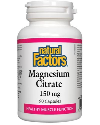 Magnesium Citrate, 150 mg, 90 капсули, Natural Factors - 1