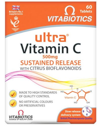 Ultra Vitamin C, 500 mg, 60 таблетки, Vitabiotics - 1