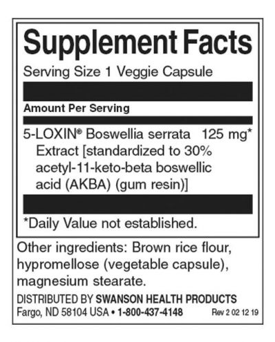 Boswellia Serrata Extract, 125 mg, 60 капсули, Swanson - 2