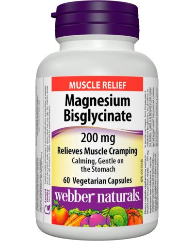 Magnesium Bisglycinate, 200 mg, 60 капсули, Webber Naturals - 1