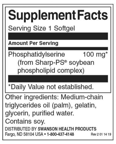 Phosphatidylserine, 100 mg, 90 капсули, Swanson - 2