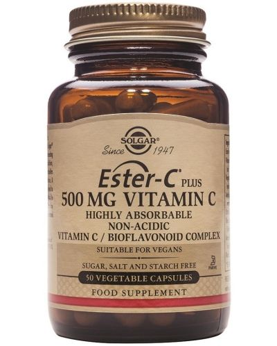 Ester-C Plus, 500 mg, 50 растителни капсули, Solgar - 1