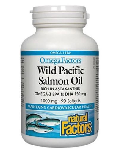 Wild Pacific Salmon Oil, 1000 mg, 90 софтгел капсули, Natural Factors - 1