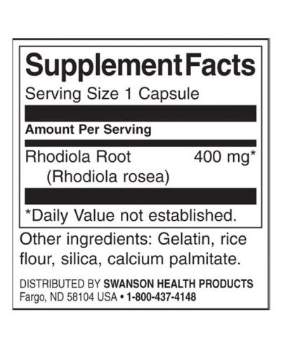 Rhodiola Rosea Root, 400 mg, 100 капсули, Swanson - 2