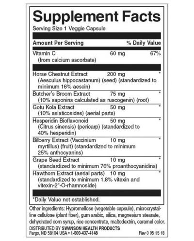 Leg Vein Essentials, 60 растителни капсули, Swanson - 2