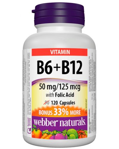 Vitamin B6 + B12, 120 капсули, Webber Naturals - 1