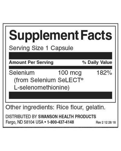 Selenium L-Selenomethionine, 100 mcg, 300 капсули, Swanson - 2