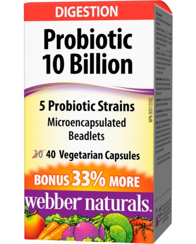 Probiotic 10 Billion, 40 капсули, Webber Naturals - 1